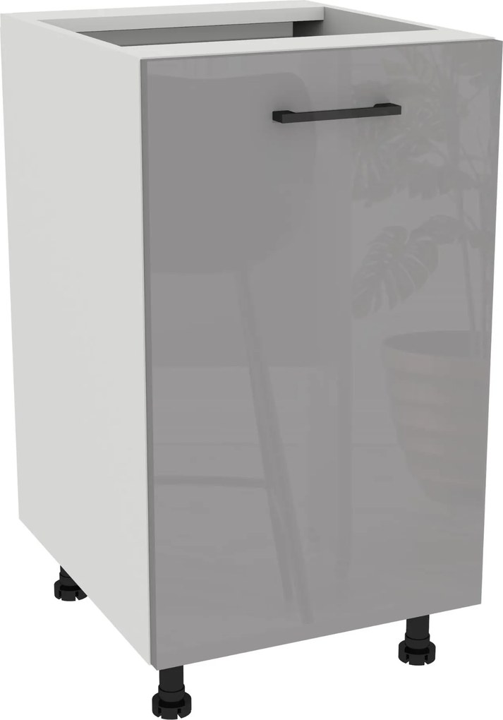 Konyhaszekrény alsó 45 Capri korpusz Fehér front Szürke Akril Fényes