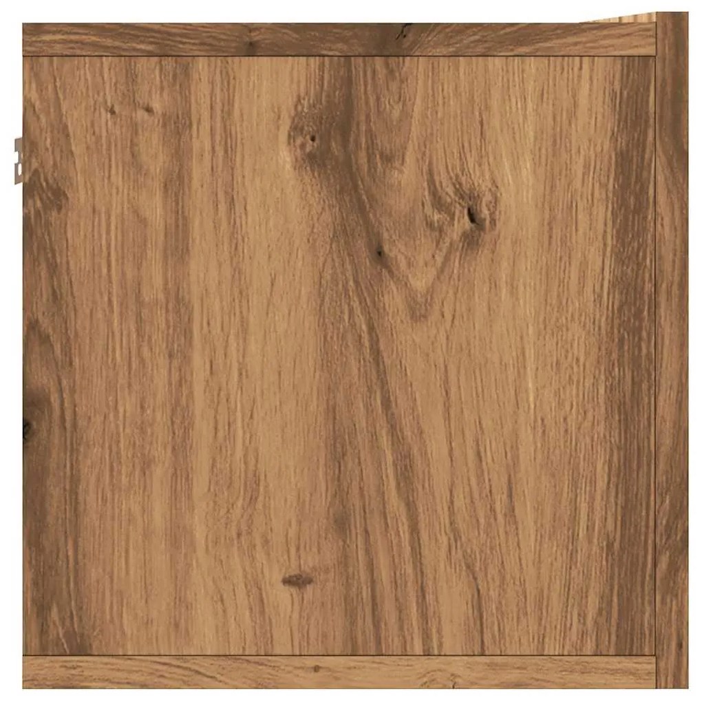 kézműves tölgy színű szerelt fa fali TV-szekrény 80x30x30 cm