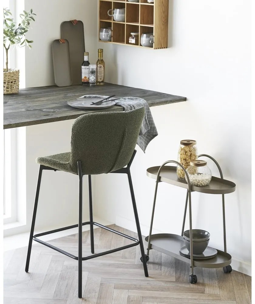 Sötétzöld kárpitozott bárszék (ülésmagasság 65 cm) Maceda – House Nordic