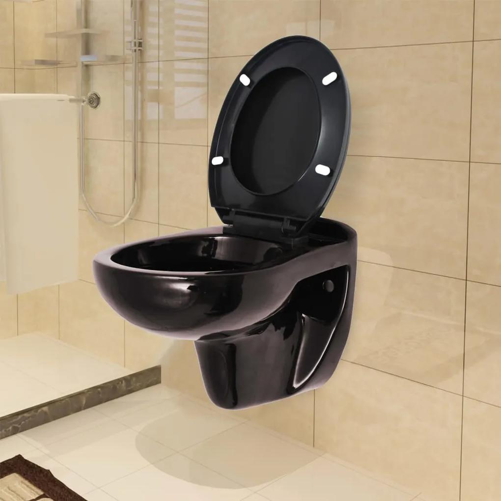 vidaXL sötétbarna kerámia fali WC lágyan csukódó fedéllel