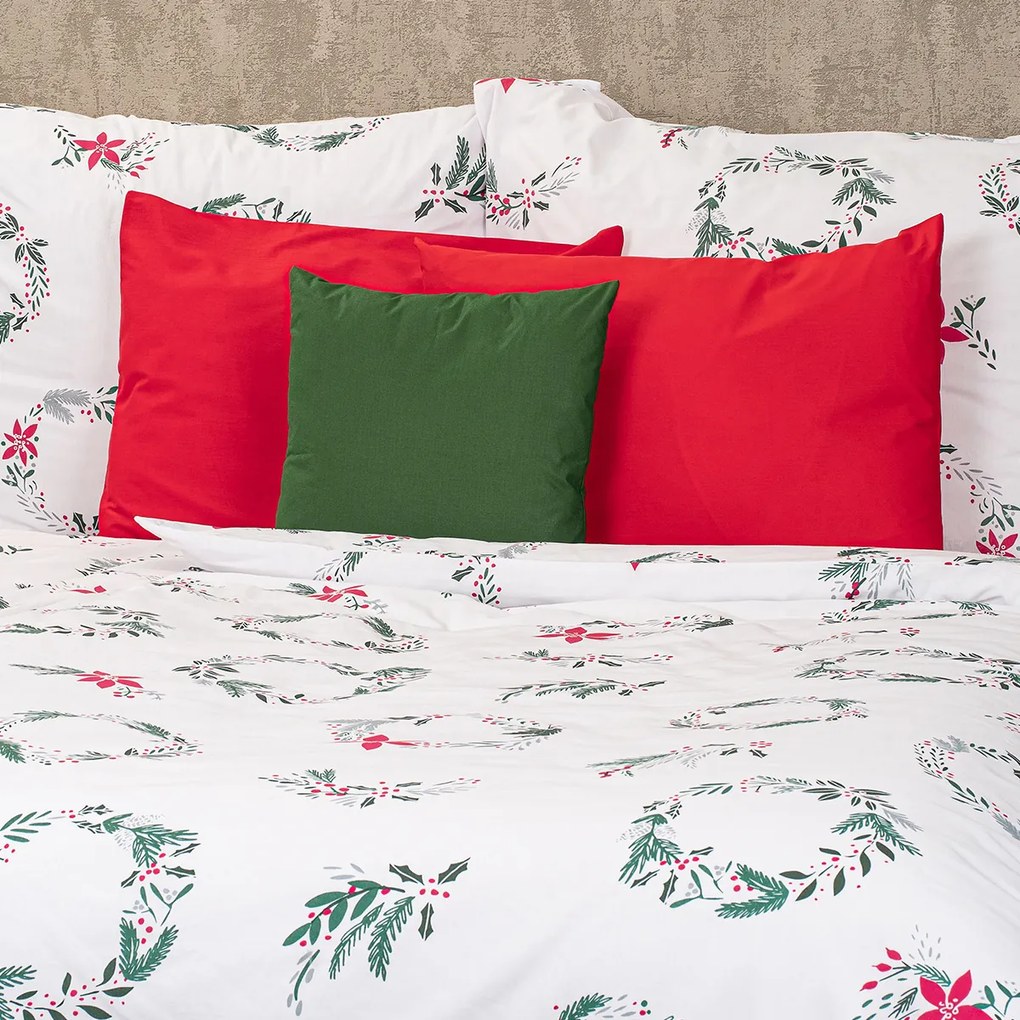 4Home Christmas holly karácsonyi pamut ágyneműhuzat, 140 x 220 cm, 70 x 90 cm, 140 x 220 cm, 70 x 90 cm