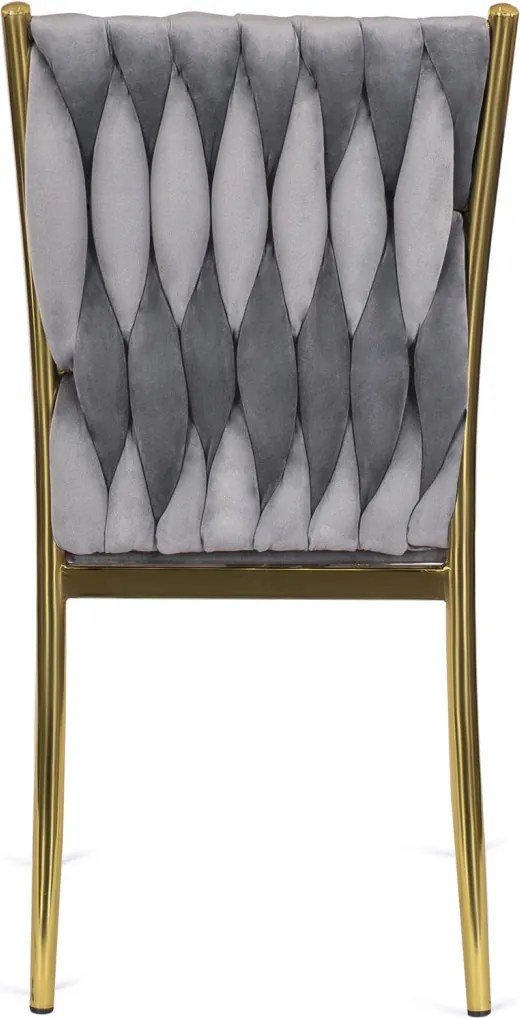 Krzesło DAN Szare Plecione Welurowe