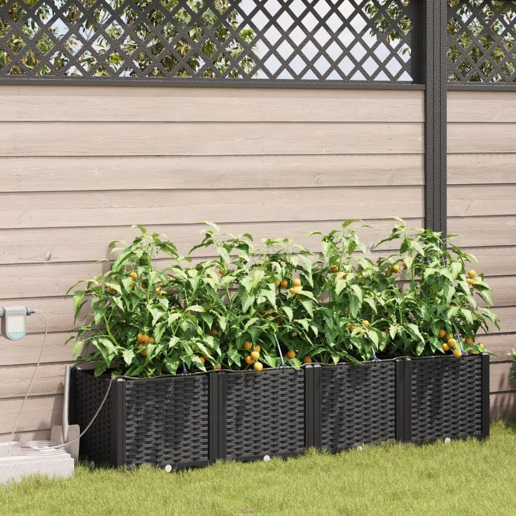 Kerti ültetők Fekete 160 x 40 x 37.5 cm Acél