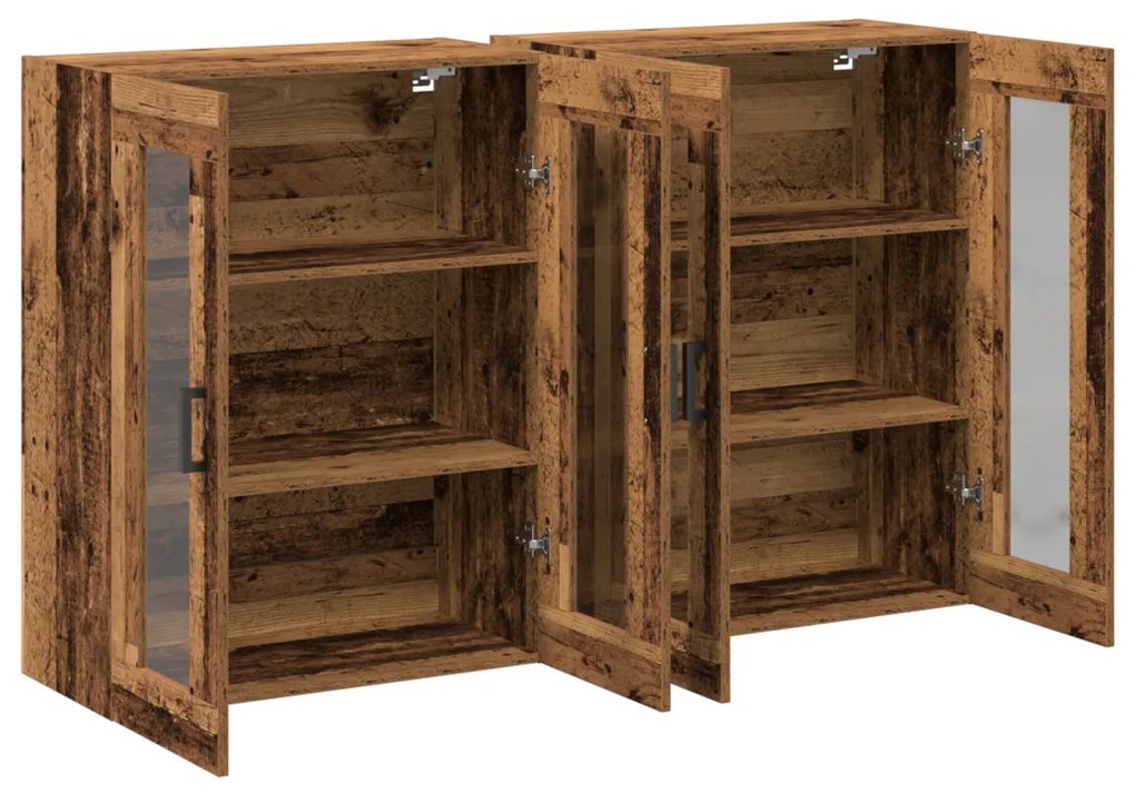 Fali Szekrények 2 db Régi Fa 69,5x34x90 cm Készített Fa