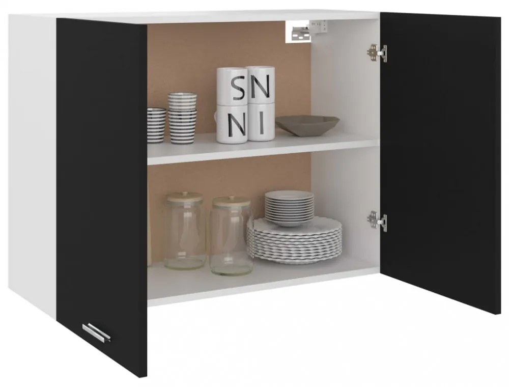 “Lyon” fekete szerelt fa függő szekrény 80 x 31 x 60 cm