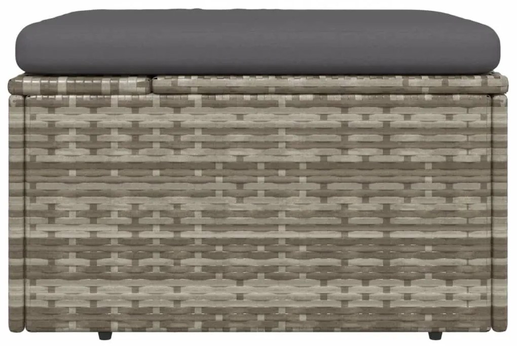 Szürke polyrattan kerti lábtartó párnával 55 x 55 x 30 cm