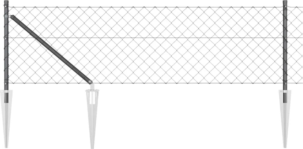 vidaXL Kerítésoszlop Szürke 10 x 0,4 m (60 x 60 mm háló) Acél és PVC