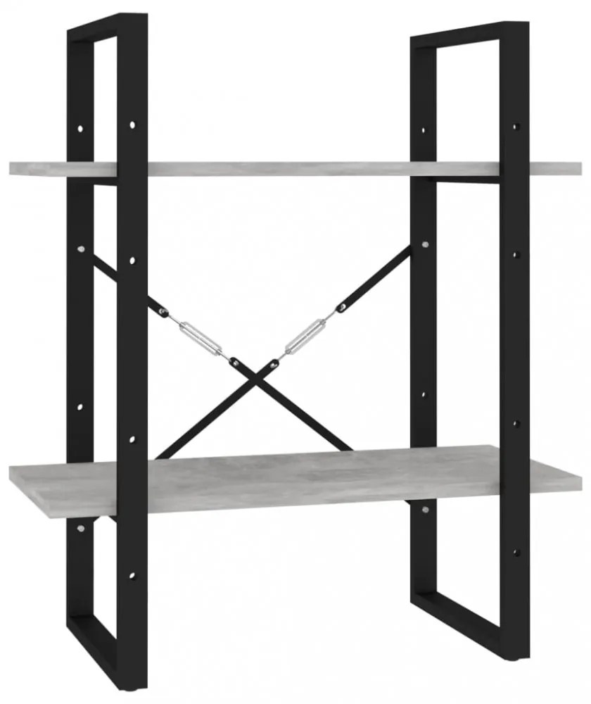 kétszintes betonszürke szerelt fa könyvszekrény 60 x 30 x 70 cm