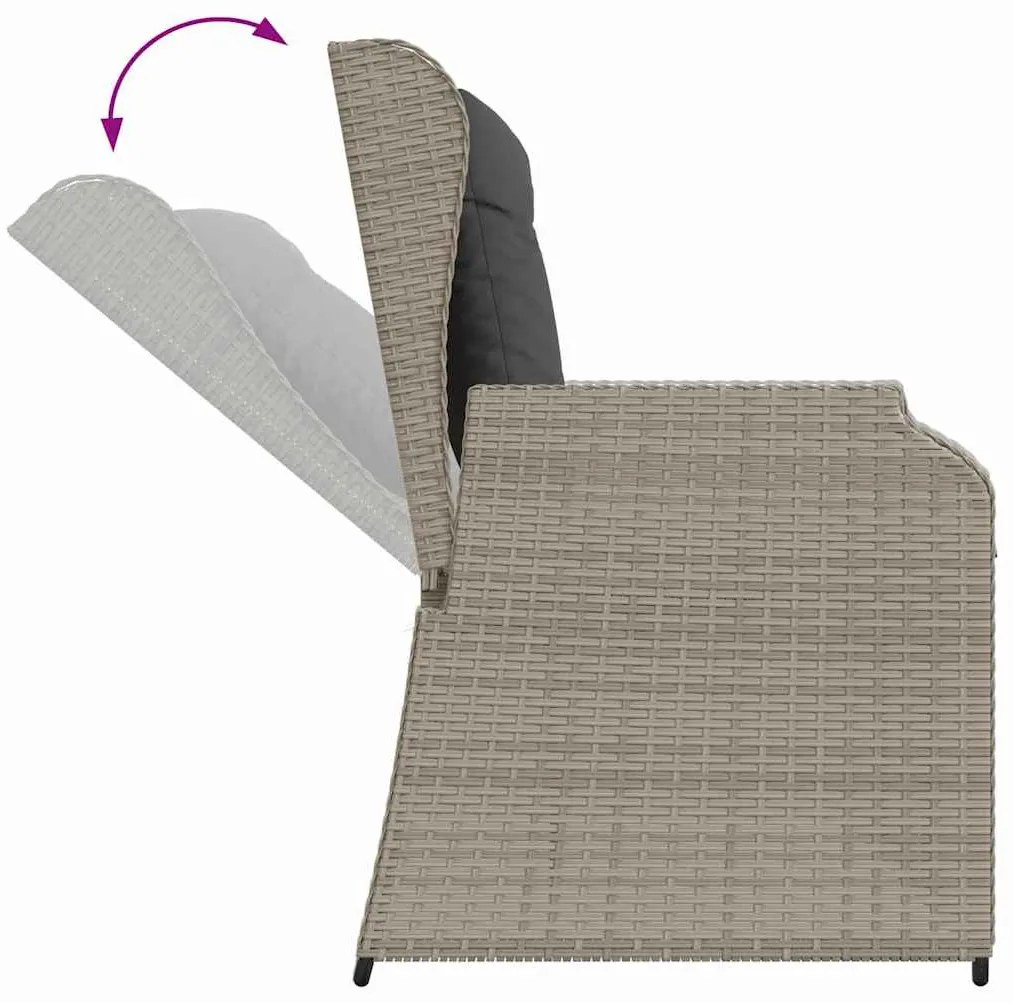 Kerti pad párnával Világosszürke Poli rattan