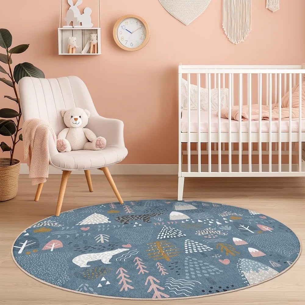 Kék mosható gyerek szőnyeg ø150 cm Forest Land – Mila Home