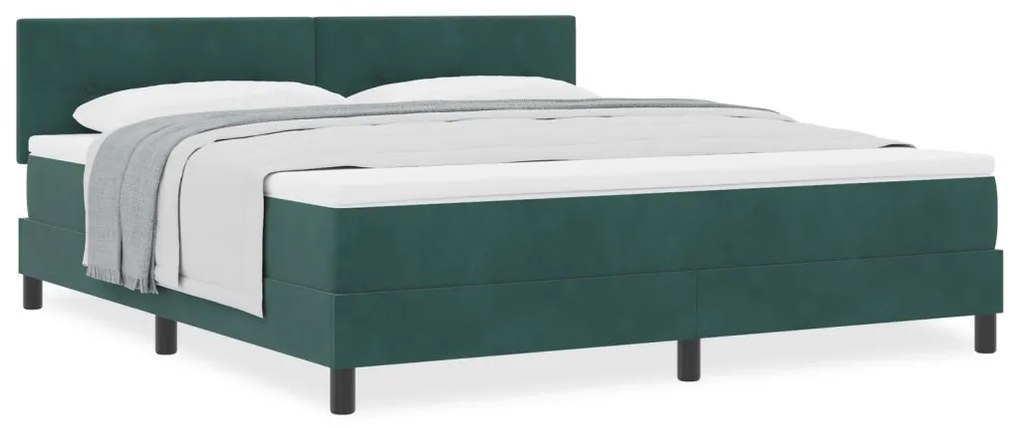 Boxspring Ágy Matracal Sötétzöld Szuper Király Velúr