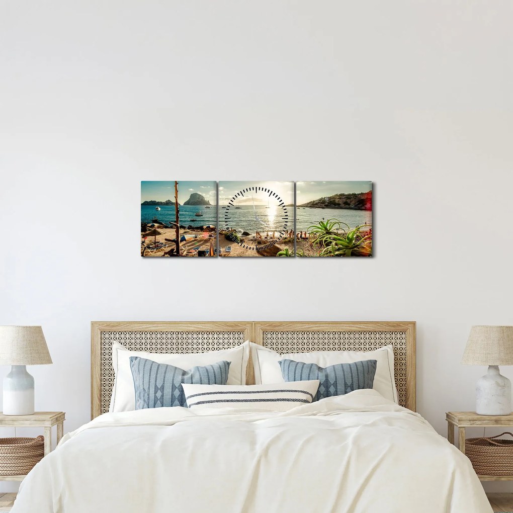 Kép - Strand emberekkel (órával) (90x30 cm)