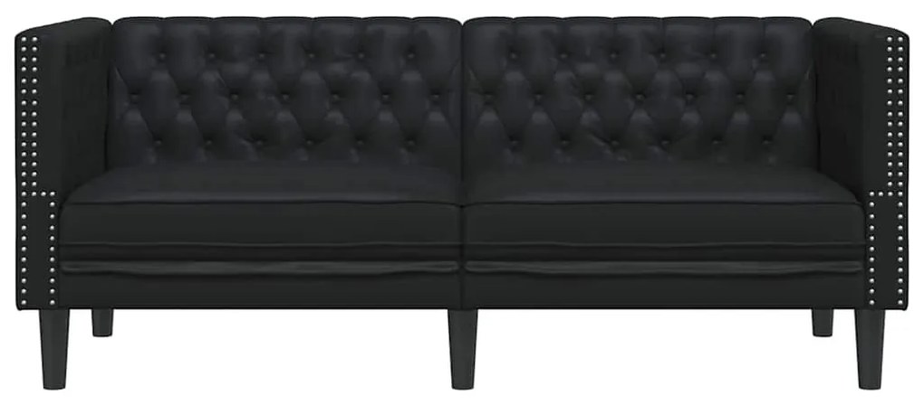 Chesterfield kanapé Argyle Fekete 174 x 74.5 x 70.5 cm Műbőr
