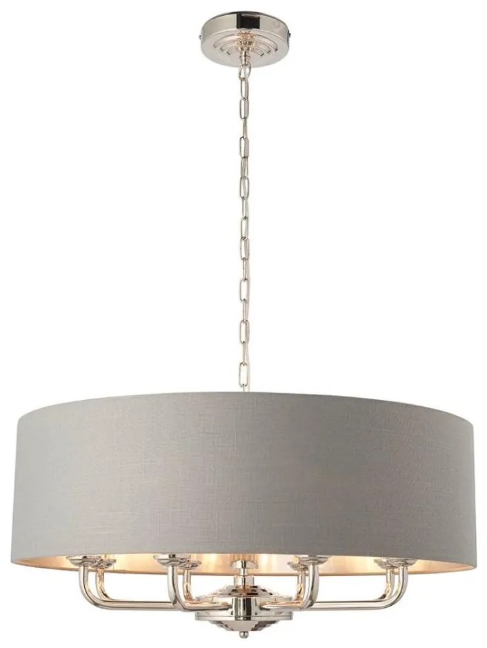 Endon 94415 - Csillár láncon HIGHCLERE 8xE14/40W/230V szürke/fényezett króm