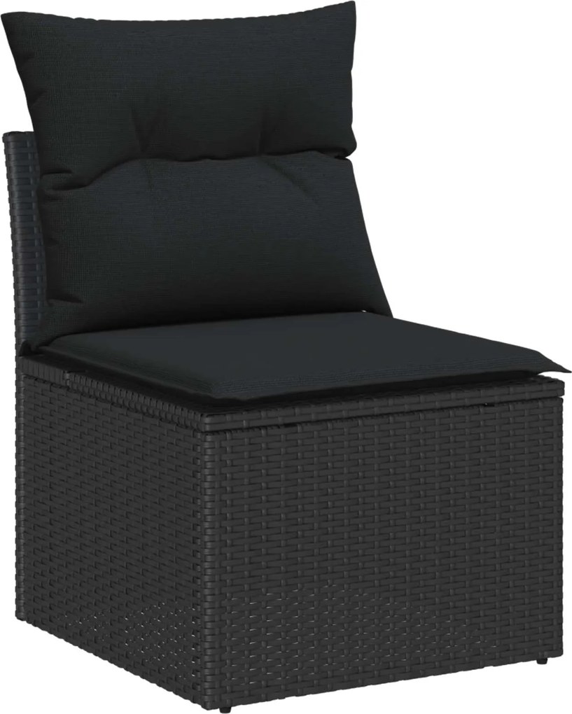 vidaXL Kerti Kanapé Szett párnával 14 pcs Fekete polirattan