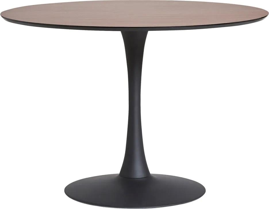 Oda kerek étkezőasztal diófamintás asztallappal, ⌀ 110 cm - Marckeric
