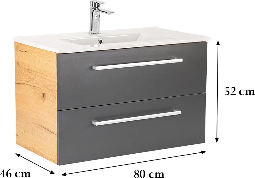 Vario Clam 80 Fürdőszoba alsó szekrény mosdóval