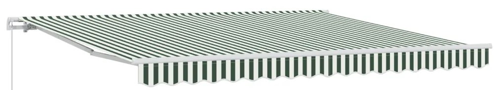 Manuális Behúzható Napellenző Zöld és Fehér 400x300 cm