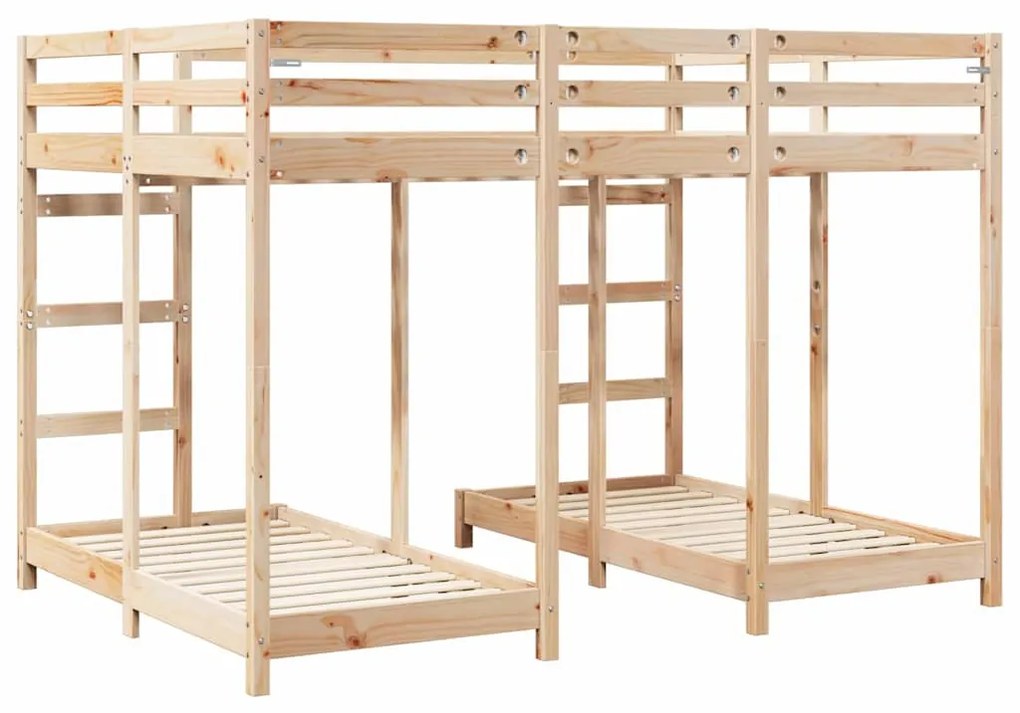 vidaXL Háromszintes emeletes ágykeret Barna 140 x 200 cm Tömör fenyőfa