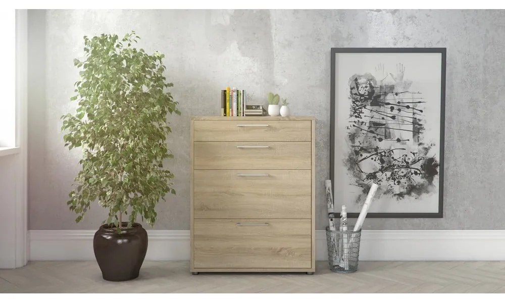 Natúr színű moduláris könyvespolc tölgyfa dekorral 89x113 cm Prima – Tvilum