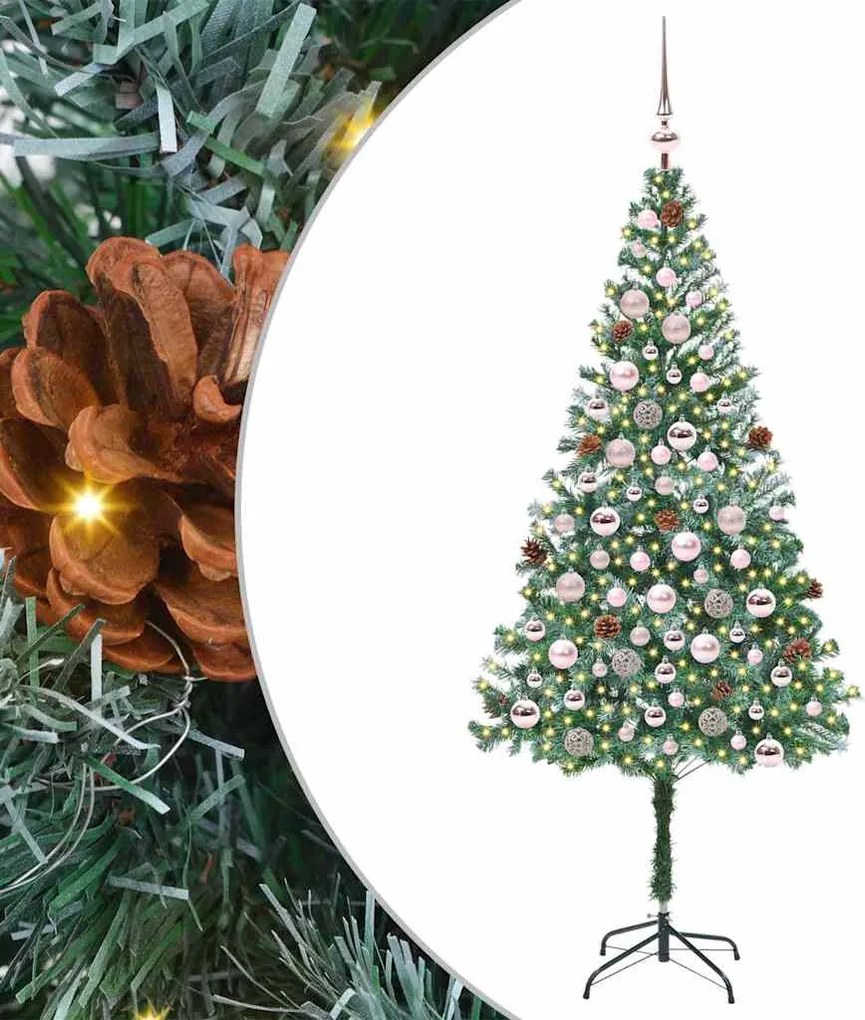vidaXL Mű karácsonyfa 300 LED-del állvánnyal Zöld 180 cm PVC és Acél