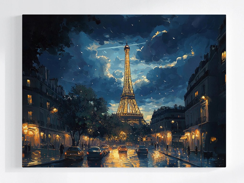 Poszter Város Párizs Eiffel-torony Utca Este Éjszaka 100x75