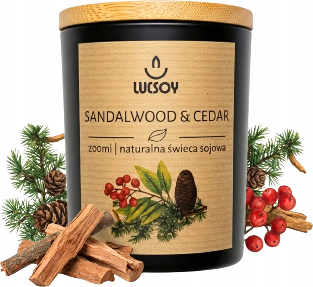 Szójagyertya Illatos Szantálfa Cédrus 200ML Relaxációs Spa