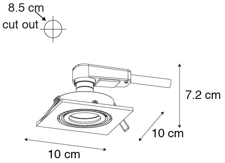 6 darabos modern, állítható, fekete süllyesztett spotlámpa készlet - Club
