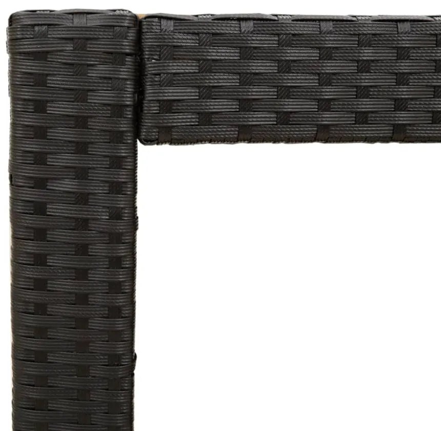 fekete polyrattan kerti kisasztal fa asztallappal 60x40x75 cm
