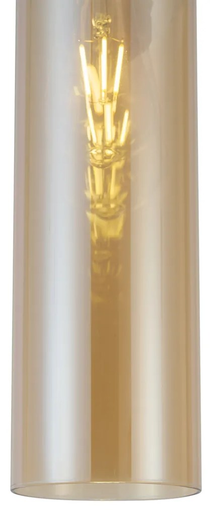 Hotel Chic függőlámpa sötét bronz színben borostyán üveggel - Stavelot