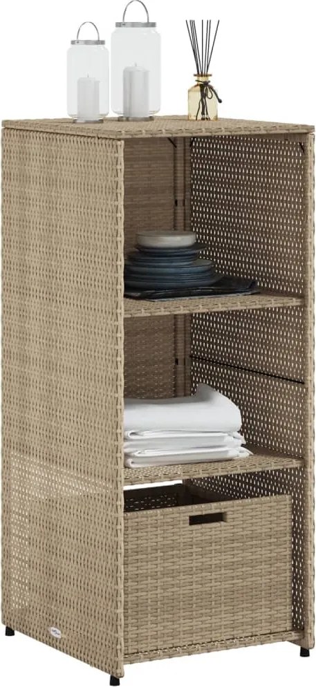 vidaXL bézs polyrattan kerti tárolószekrény 50 x 55 x 115 cm