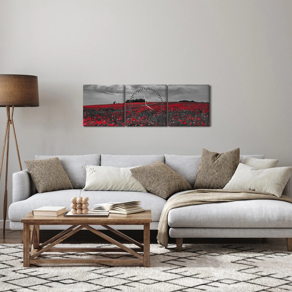 Pipacsos kép (órával) (90x30 cm)