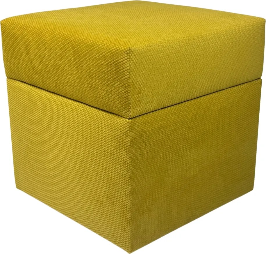 Négyzet alakú nyitható puff finom plüss, mustárszínű