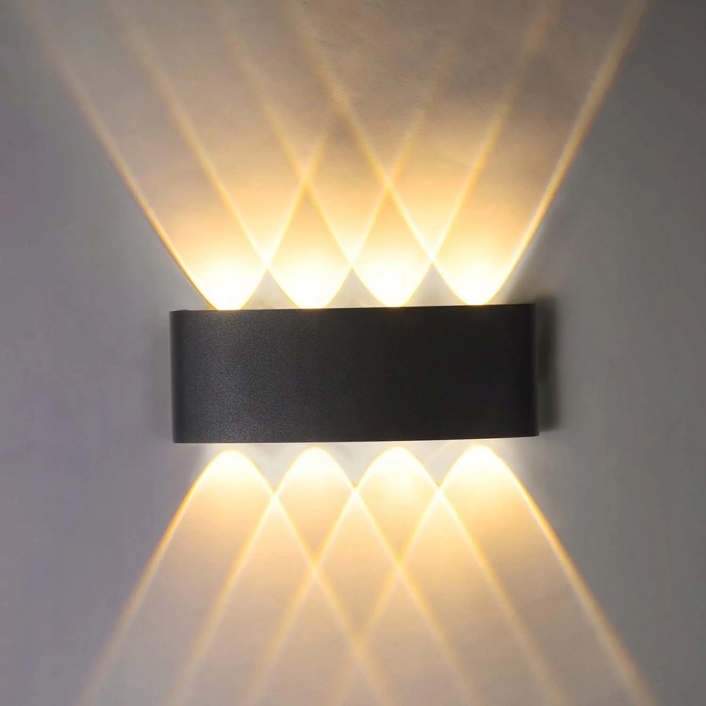 Modern Led fali lámpa, 8 W, meleg fehér 3000 K, IP65, vízálló