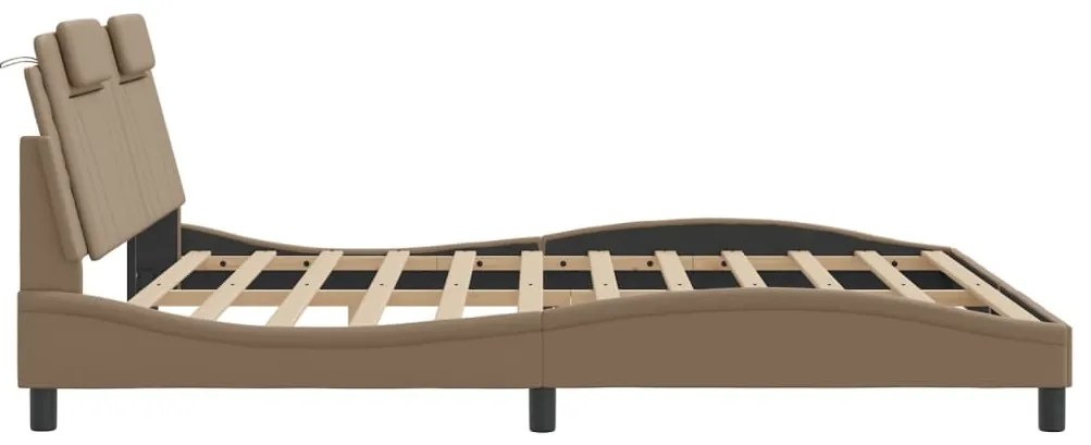 cappuccino színű műbőr ágykeret Viana matrac nélkül 180x200 cm