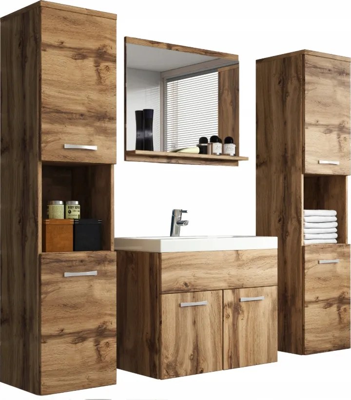 Milano XL fürdőszobabútor szett, szekrény, tükör, mosdó