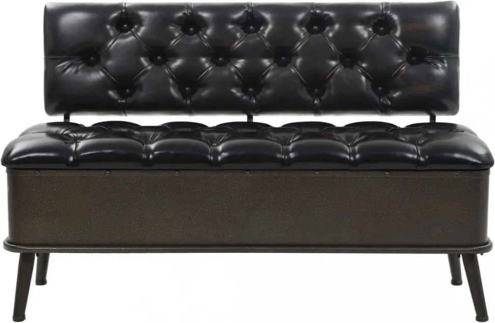 Műbőr tárolópad háttámlával 120 x 52 x 75 cm