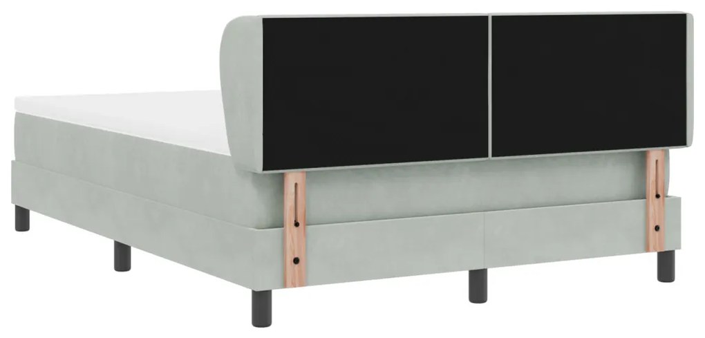Boxspring Ágy Matrac Kép Sötétszürke 140x200 cm Bársony