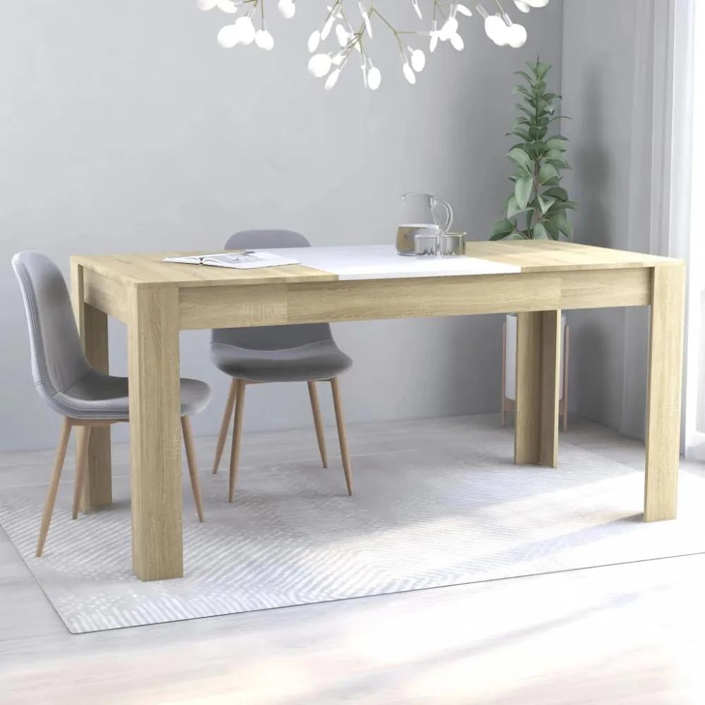 Fehér-sonoma színű forgácslap étkezőasztal 160 x 80 x 76 cm