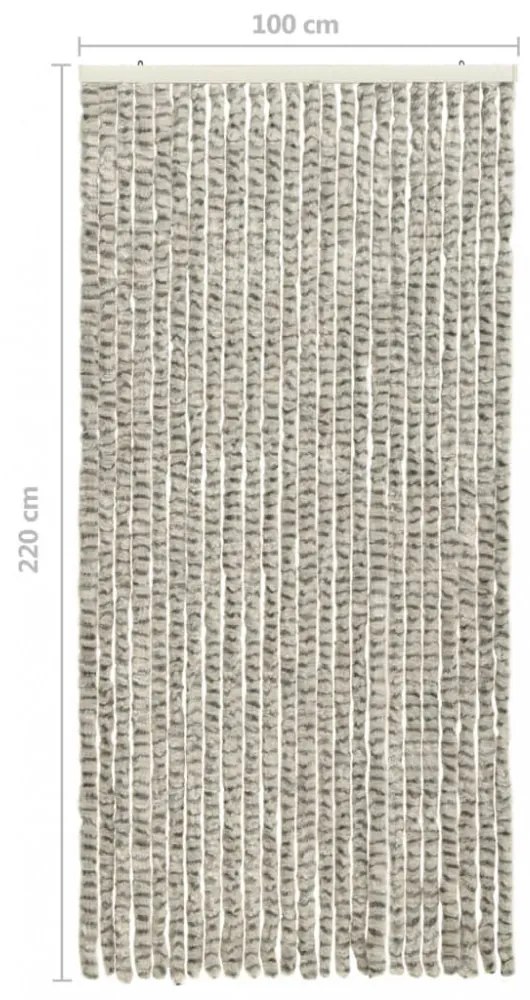 világos- és sötétszürke zsenília rovarfüggöny 100 x 220 cm