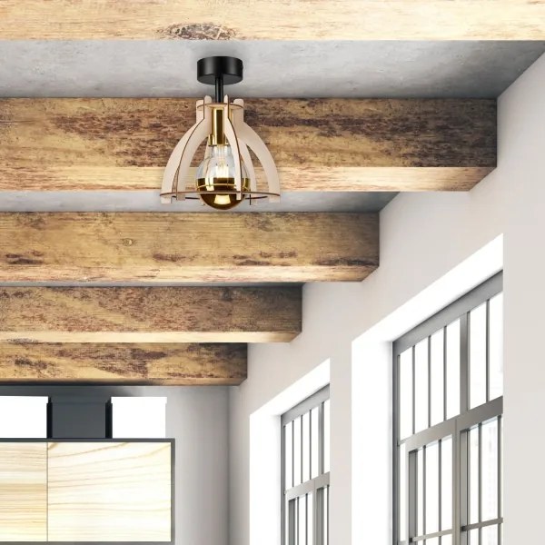 Felületre szerelhető csillár LANDO 1xE27/15W/230V bükkfa