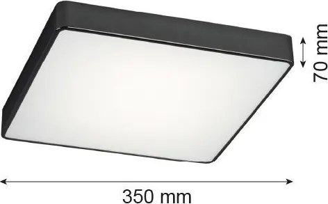 ARGON 1580 ONTARIO Négyzetes Mennyezeti Lámpa Fekete E27 IP20