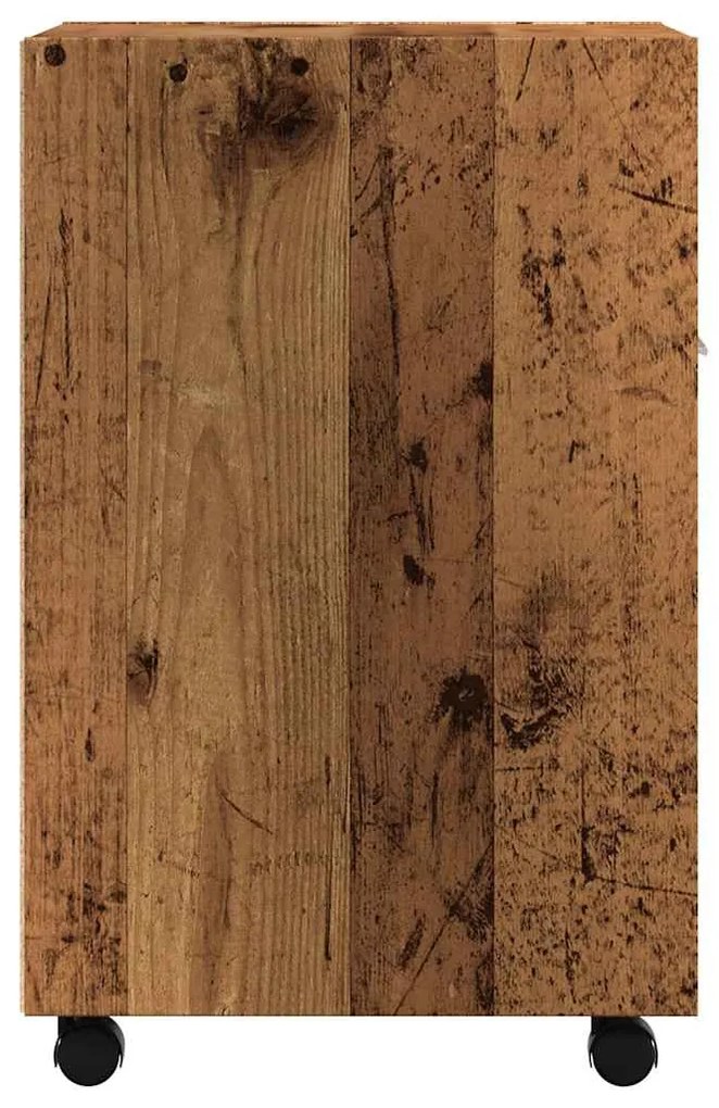 szekrény kerekekkel Régi fa 33x38x60 cm Gépelt fa