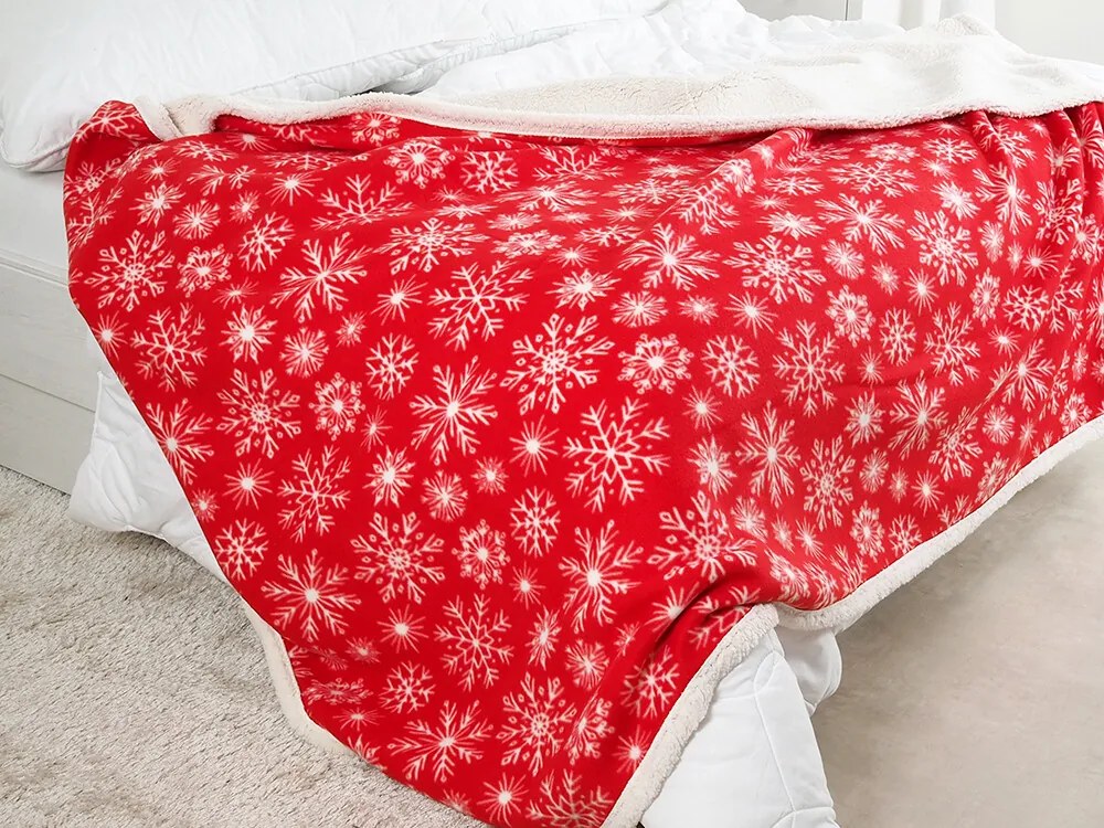 B.E.S. Petrovice Buffalo hópehely mintás pléd,piros, 150 x 200 cm