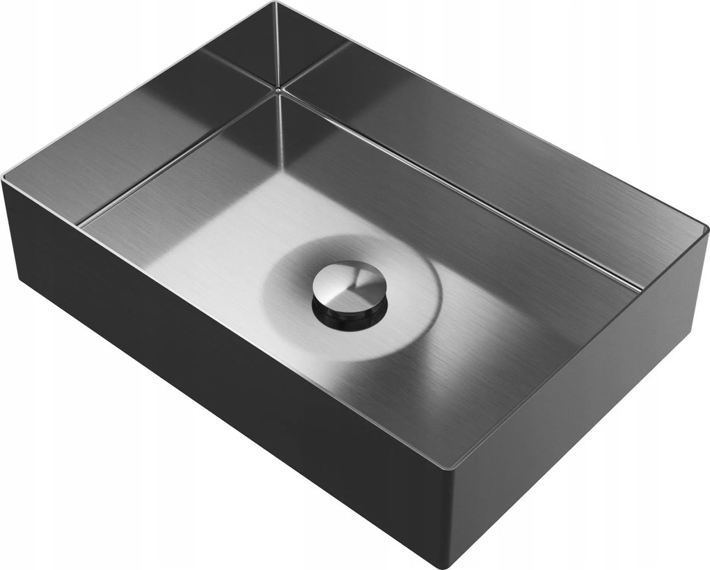 Mosdókagyló Acél Téglalap Alakú Fekete Fürdőszobai Dugó Klikklak Laja