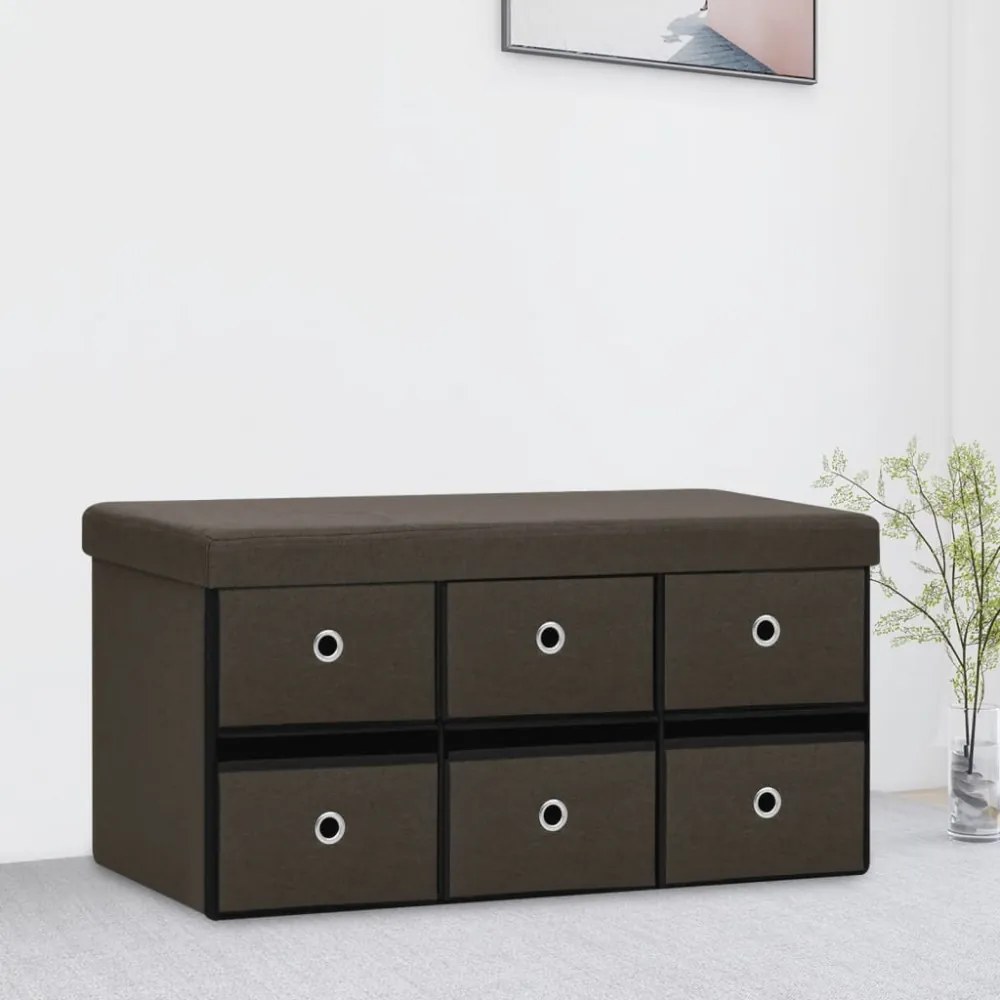 sötétbarna összecsukható művászon tárolópad 76 x 38 x 38 cm