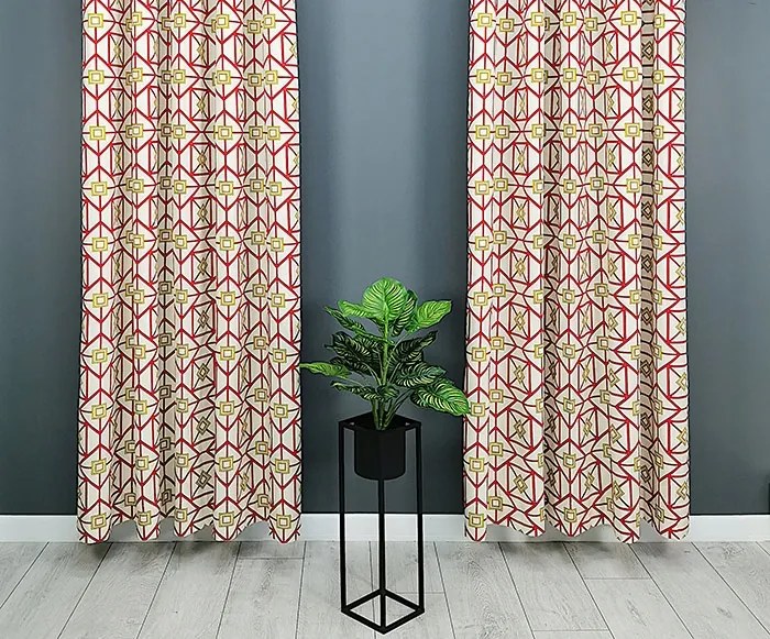 Kész pamut függöny 170x250 szalagos Natura méteráru piros