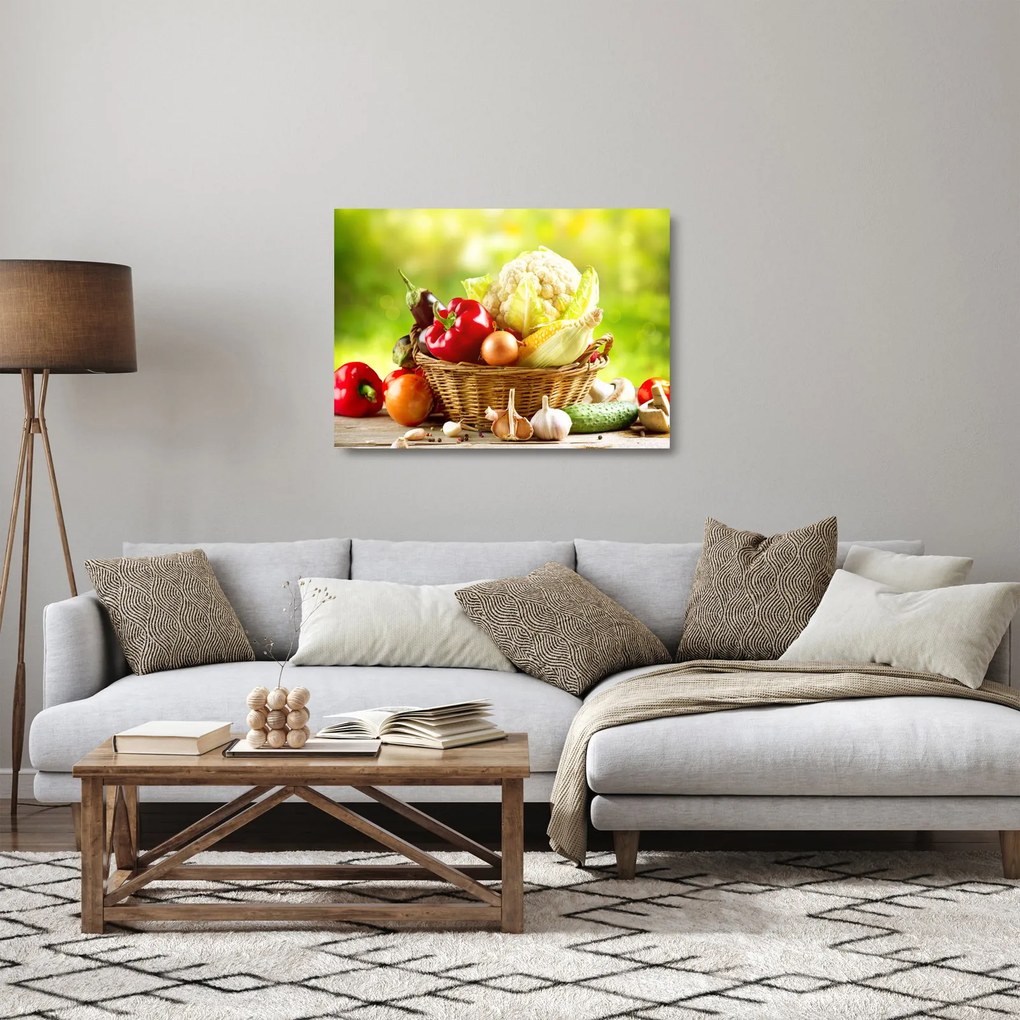 Üveg kép - Zöldségek (70x50 cm)
