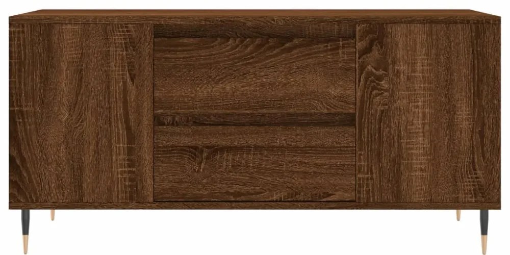 barna tölgyszínű szerelt fa dohányzóasztal 102 x 44,5 x 50 cm