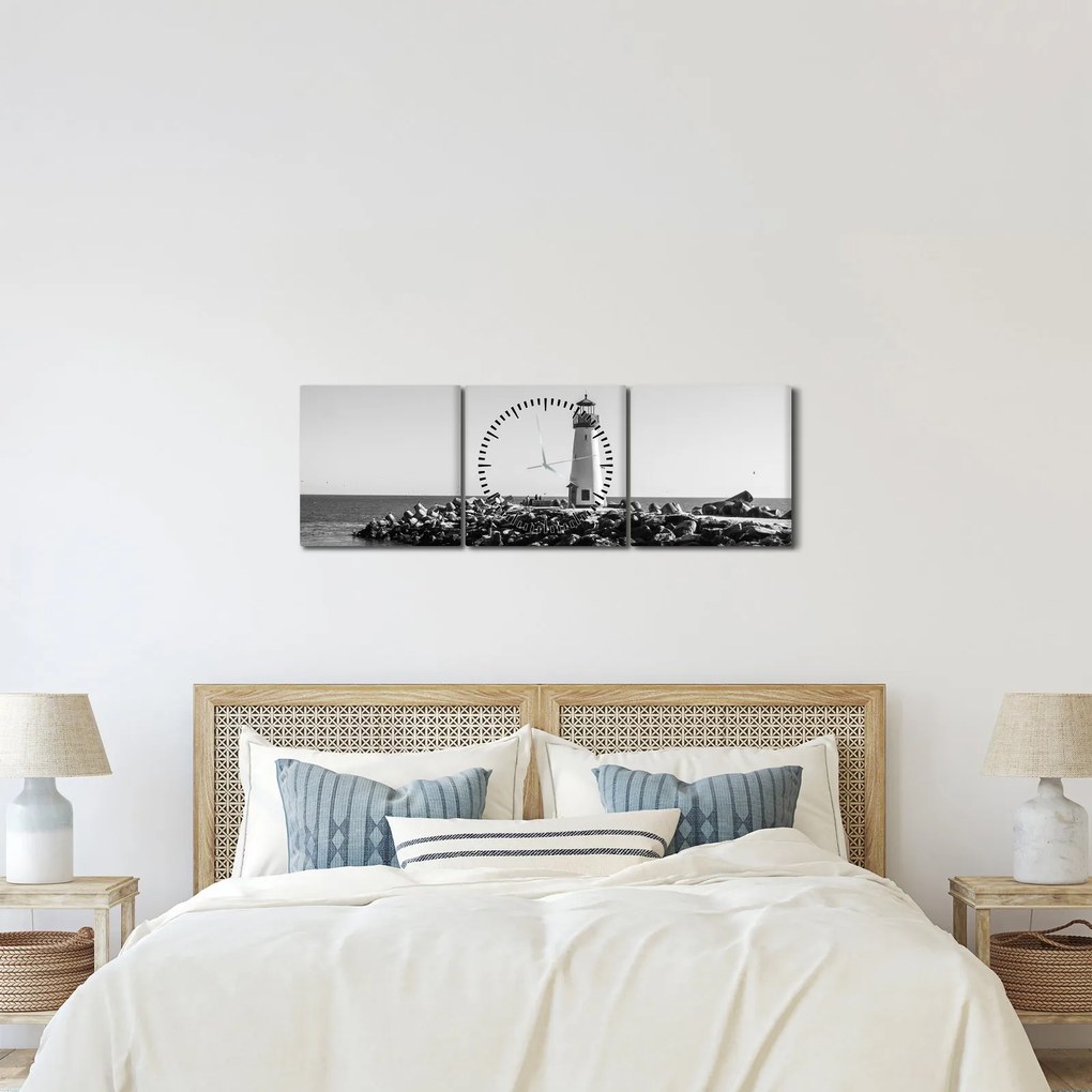 Kép - Világítótorony a tengerparton, Santa Cruz, California (órával) (90x30 cm)